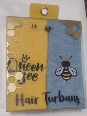 Queen Bee Hair Turbans - 2 Pack (Yellow & Light Blue)
